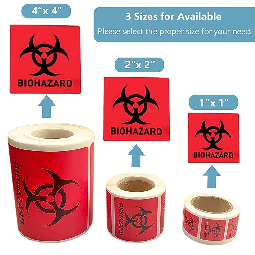 BEMAXYE Biohazard Danger Safety Warning Label - 1"x1" Waterproof Self Adhesive Decal Sign Sticker, High Temp Resistance, Long Lasting (250 Pcs/Roll) - Image 2