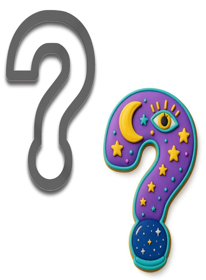 Mighty Gadget Question Mark Cookie Cutter - 4x2.59" Punctuation Shape for Mystery & Game Night Treats (Random Color) - Image 1