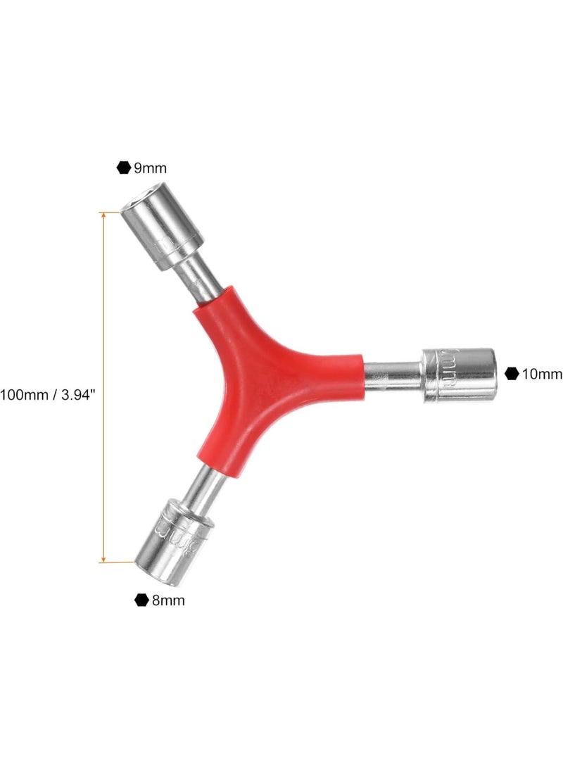 GGOOT Y-Shaped 3 Way Wrench 8mm 9mm 10mm Y-Type Inner Hexagon Spanner Chrome Plating Portable Bike Torque Spanner Y Socket Wrench for Bicycle Cycling Repair Hardware Tools, Red  - Image 2