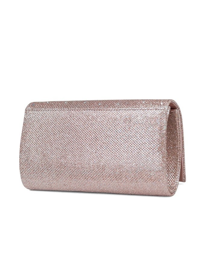 Jessica McClintock Chloe Sparkle Stones Evening Clutch Rose Gold  - Image 3