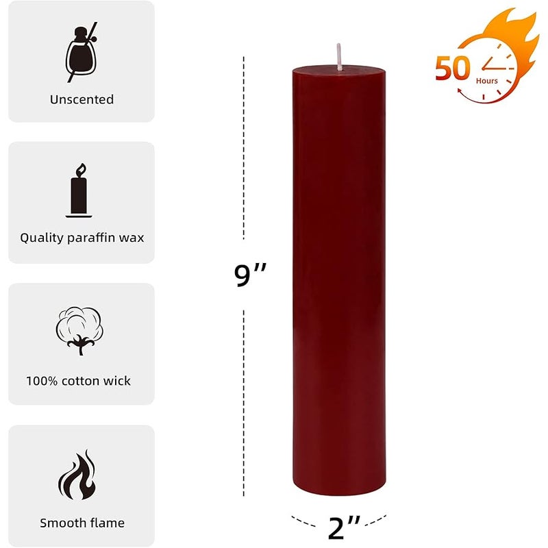 Jeco 2 x 9 Red Pillar Candle - Image 4