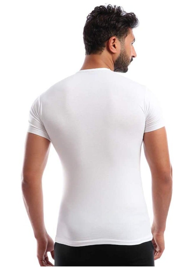 COTTONIL Stretch Men Half Sleeves (V Neck) Undershirt White  - Image 3