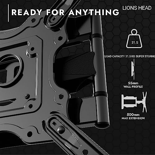 LIONS HEAD Traders Lions Head 43 INC to 55 INC Premium TV Wall Mount Full Motion with Cable MAGANTMENT and AUAL ARTICULATING ARMS Swivel TILT Rotation for LED,LCD OLED Flat Stand Weight 3.6 KG Stand - Image 2