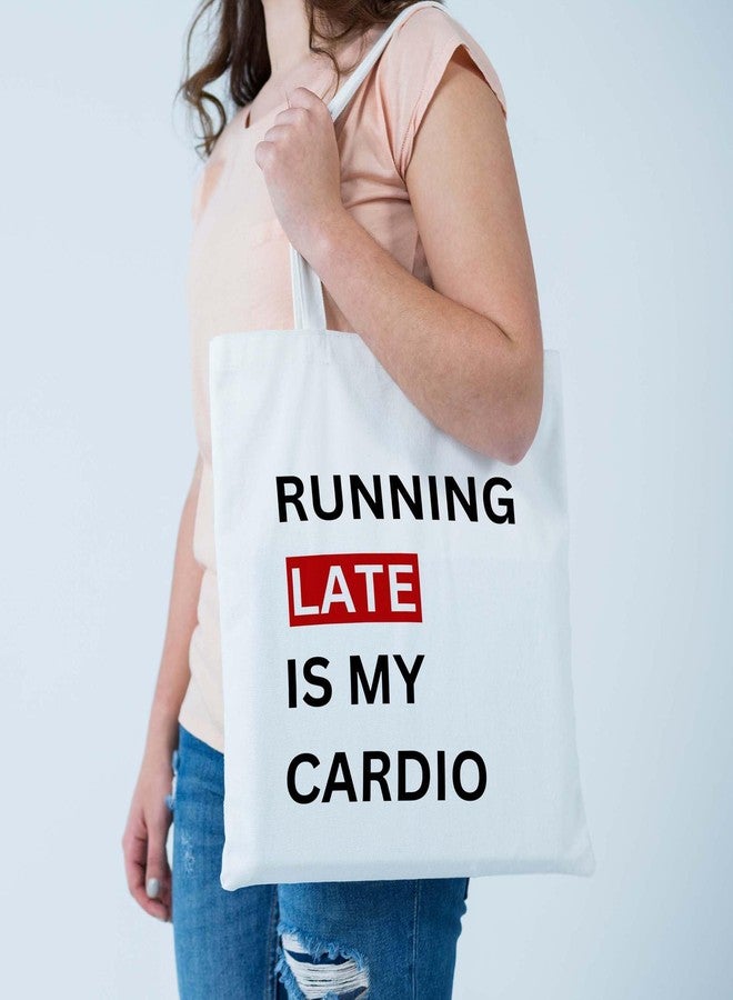 ARTBUG Tote Bag for Women, Aesthetic, Stylish, Ecofriendly, For College Girls, Office, Beach and Outings -Running Late Is My Cardio Printed Canvas D - 351 - Image 2