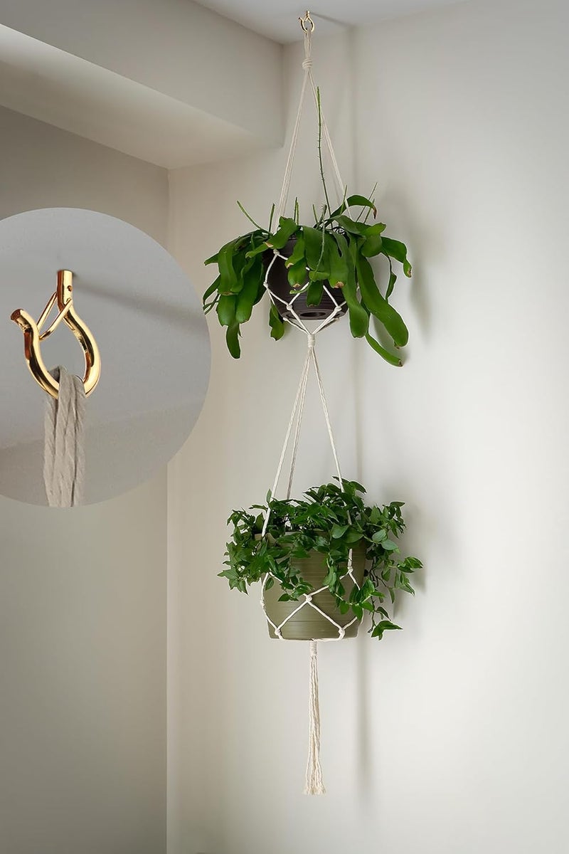 20 قطعة خطافات Q-Hanger للأضواء الخيطية والنباتات، خطافات كوب ذهبية 2.2 بوصة لولبية في خطافات سقف على شكل عين، للتثبيت على الجدران والأسقف - Image 3