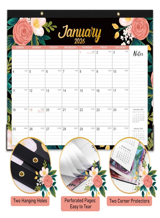 Feteulo 2026 Desk Calendar - 12 Months Large Desk Calendar 2026, 17"x 12", JAN. 2026 - DEC. 2026, 2026 Desktop Calendar with Ruled Blocks, Cutting Line, 2 Corner Protectors, Hanging Holes, Thick Paper - Image 3