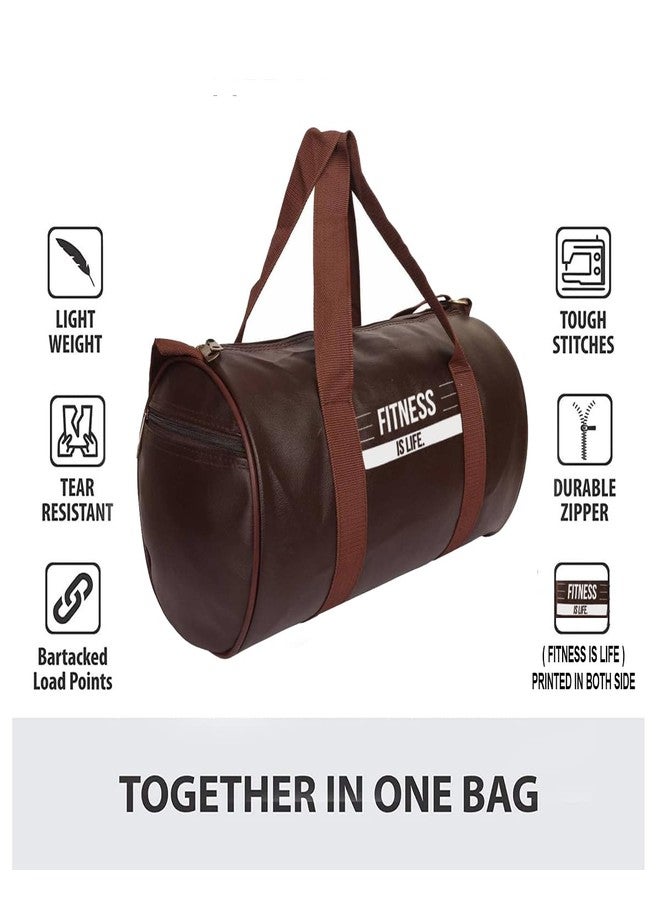 FIT FOCUS Amazing Comb Gym Duffel Bag with 700 ml Protein Shaker Bottle | Gym Bag l Gym kit for Men and Women | Gym Shaker | Protein Shaker | Fitness Bag | Sports Bag | Leak Proof Shaker | 20l Bag (Brown) - Image 3