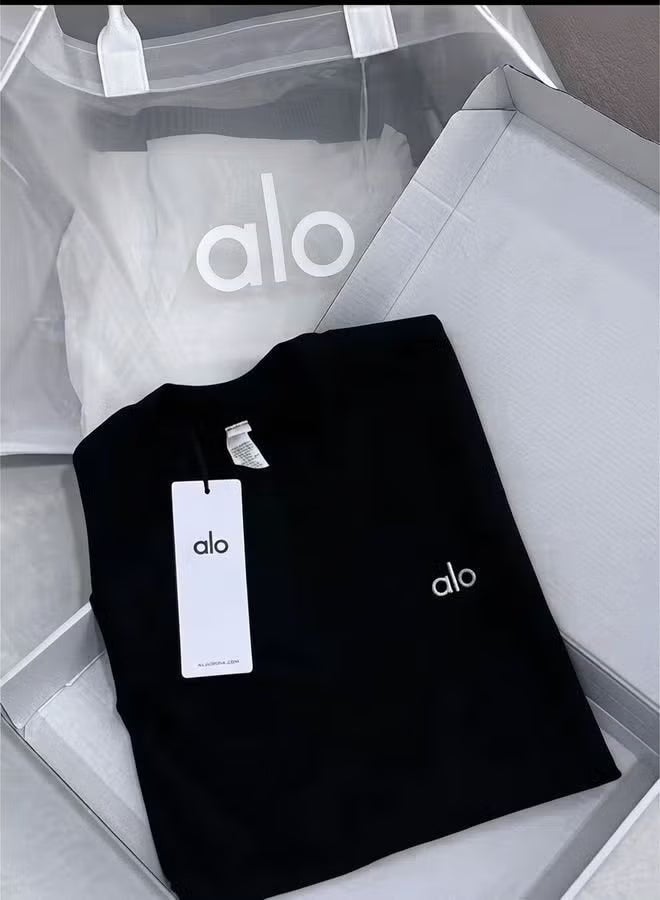 Alo Yoga Alo Unisex Classic Crew Neck Loose Casual Cotton T-Shirt Summer Short Sleeve - Image 1