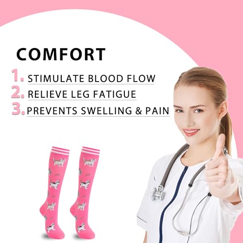 fenglaoda Compression Socks Women Men 6 Pairs, Knee High Best Support Circulation Socks for Running, Travel, Flight, Nurse - Image 5