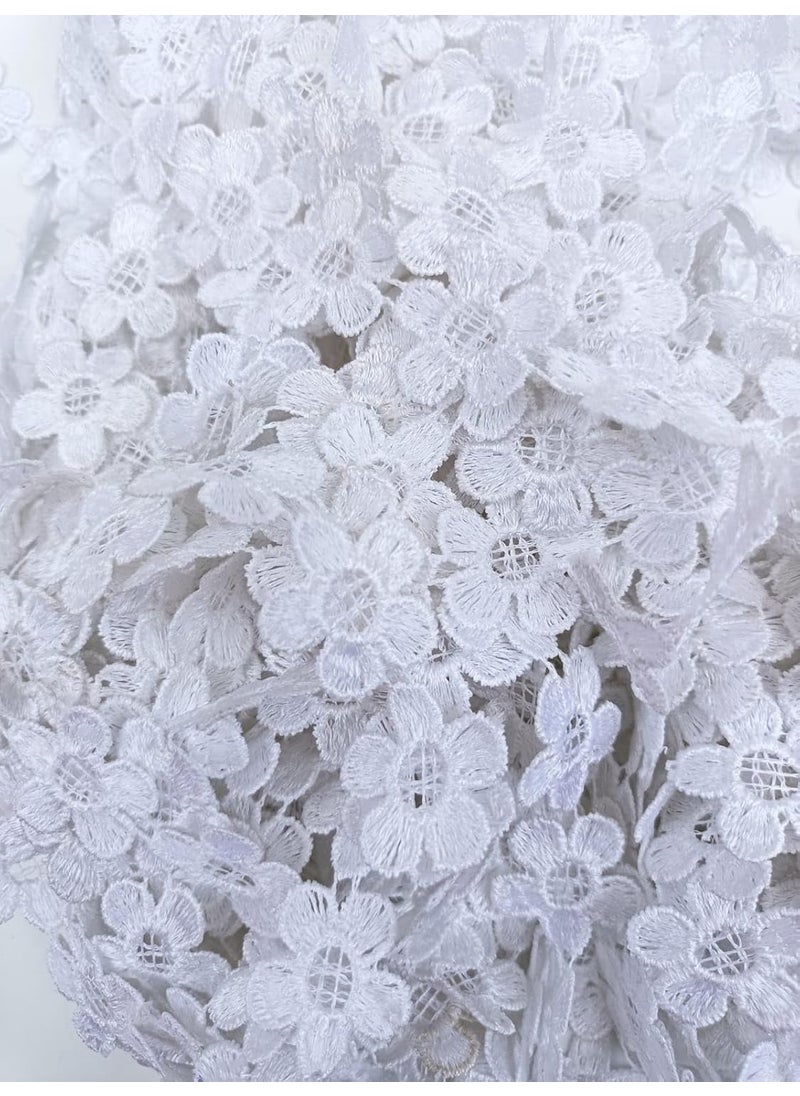 Generic - Swag Flower Lace Border Lace, Cotton Lace, Gota Patti Lace Trim Lace (5 Meter, White) - Image 1