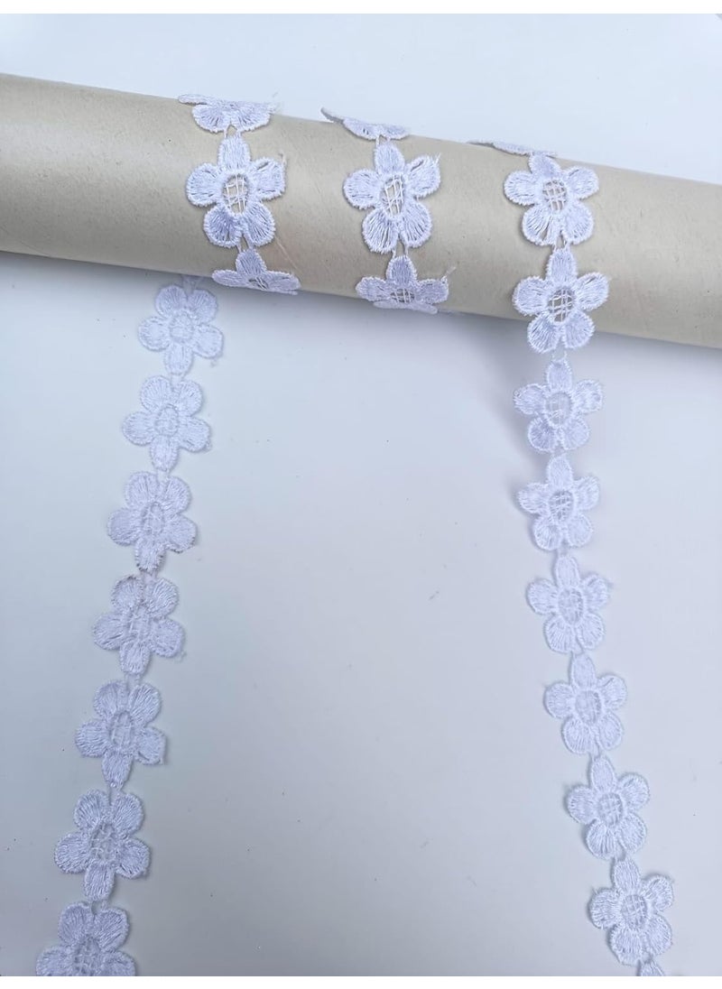 Generic - Swag Flower Lace Border Lace, Cotton Lace, Gota Patti Lace Trim Lace (5 Meter, White) - Image 1