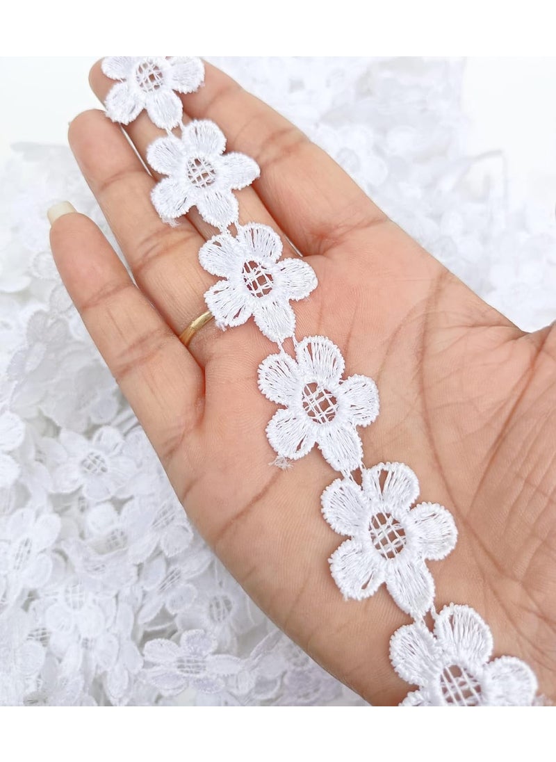 Generic - Swag Flower Lace Border Lace, Cotton Lace, Gota Patti Lace Trim Lace (5 Meter, White) - Image 1