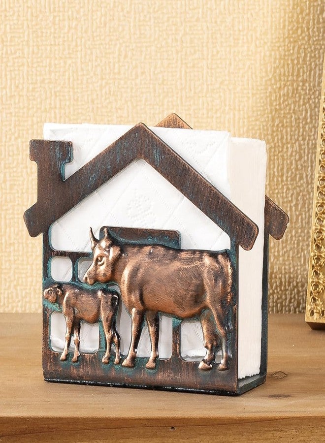 CLYB Mini Metal Napkin Holder for Table,Heavy Dudty Rustic Farmhouse Cow & Calf Napkin Holder for Table Napkins,Vintage Metal Tissue Napkin Dispenser, Napkin Table Decor for Kitchen Coffee Shop Bar - Image 4