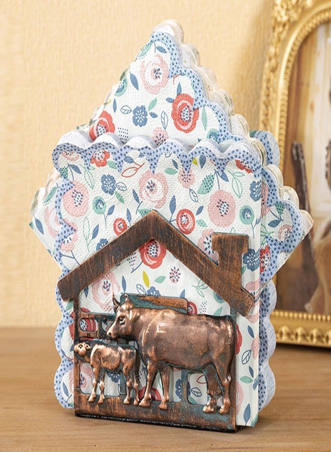 CLYB Mini Metal Napkin Holder for Table,Heavy Dudty Rustic Farmhouse Cow & Calf Napkin Holder for Table Napkins,Vintage Metal Tissue Napkin Dispenser, Napkin Table Decor for Kitchen Coffee Shop Bar - Image 3