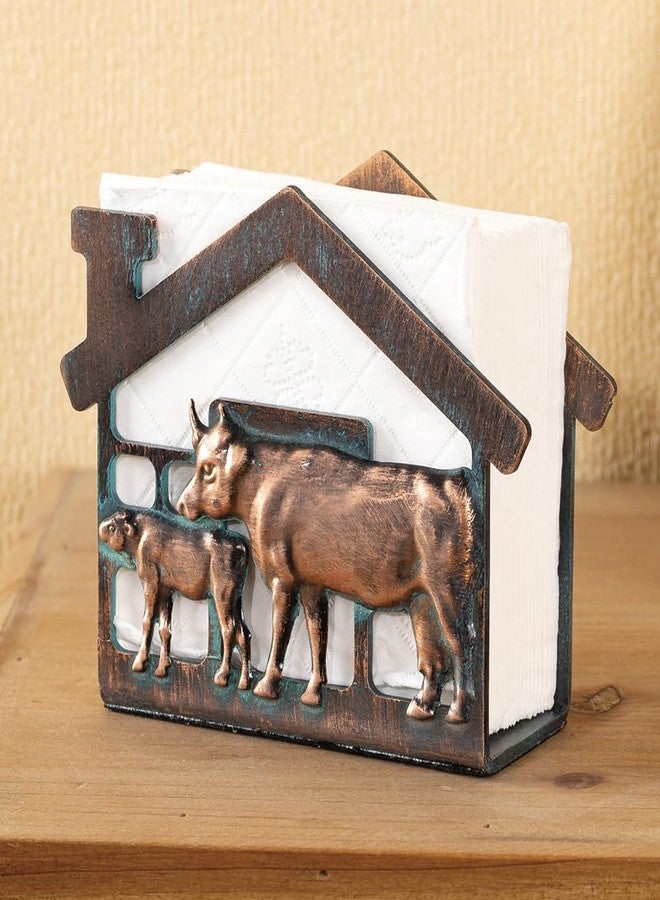 CLYB Mini Metal Napkin Holder for Table,Heavy Dudty Rustic Farmhouse Cow & Calf Napkin Holder for Table Napkins,Vintage Metal Tissue Napkin Dispenser, Napkin Table Decor for Kitchen Coffee Shop Bar - Image 2