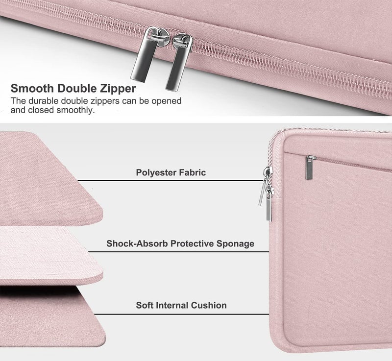 AREYLO Laptop Sleeve, 15.6 inch Laptop Case, Durable Computer Carrying Bag Protective Case Briefcase Handbag with Front Pocket, Slim Laptop Case Cover for 15.6 Inch HP, Dell, Lenovo, Asus, Notebook, Pink - Image 3