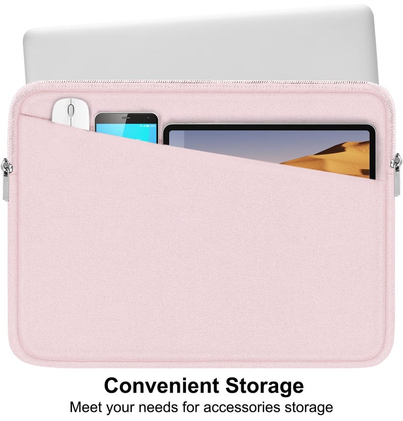 AREYLO Laptop Sleeve, 15.6 inch Laptop Case, Durable Computer Carrying Bag Protective Case Briefcase Handbag with Front Pocket, Slim Laptop Case Cover for 15.6 Inch HP, Dell, Lenovo, Asus, Notebook, Pink - Image 2