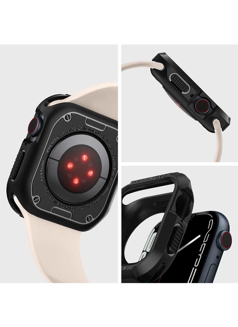 Spigen - غطاء حماية متين لساعة Apple Series 9/8/7 (45 ملم) وSeries SE2/6/SE/5/4 (44 ملم) - أسود - Image 1