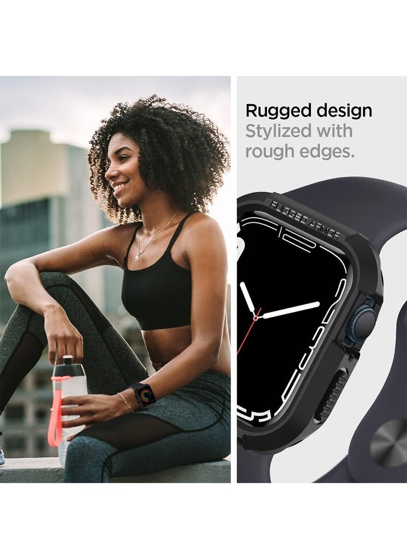 Spigen - غطاء حماية متين لساعة Apple Series 9/8/7 (45 ملم) وSeries SE2/6/SE/5/4 (44 ملم) - أسود - Image 1