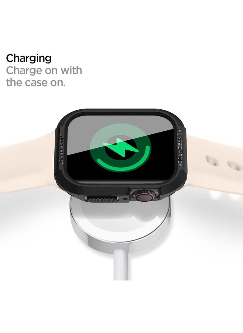 Spigen - غطاء حماية متين لساعة Apple Series 9/8/7 (45 ملم) وSeries SE2/6/SE/5/4 (44 ملم) - أسود - Image 1
