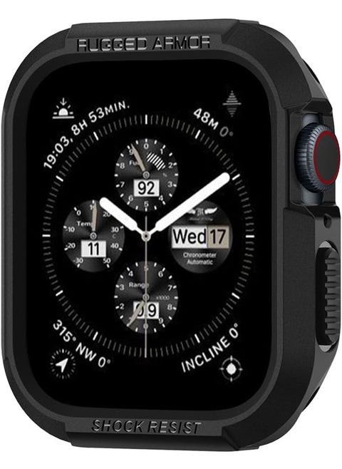 Rugged Armor for Apple Watch Series 9/8/7 (45mm) and Series SE2/6/SE/5/4 (44mm) Case Cover - Black