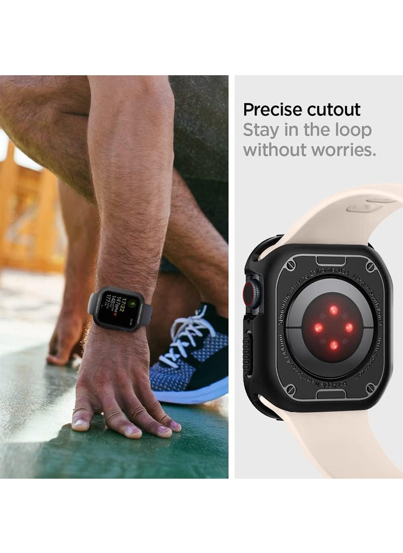 Spigen - غطاء حماية متين لساعة Apple Series 9/8/7 (45 ملم) وSeries SE2/6/SE/5/4 (44 ملم) - أسود - Image 1
