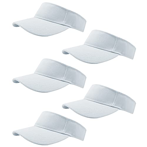 Rbenxia 5 Pieces of White Adjustable Sport Visors Sun Visor Hats Cap Visors for Women and Men (One Size) - Image 1