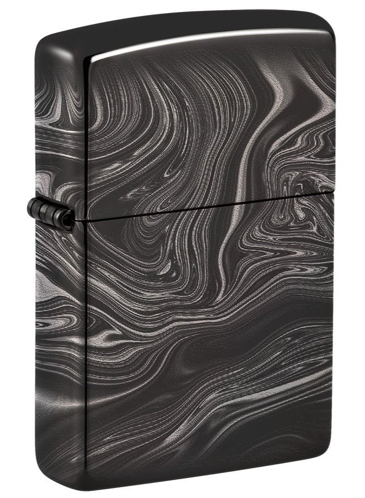 Zippo 49812 24756 ولاعة مقاومة للرياح بتصميم نمط الرخام عالي اللمعان باللون الأسود - Image 1