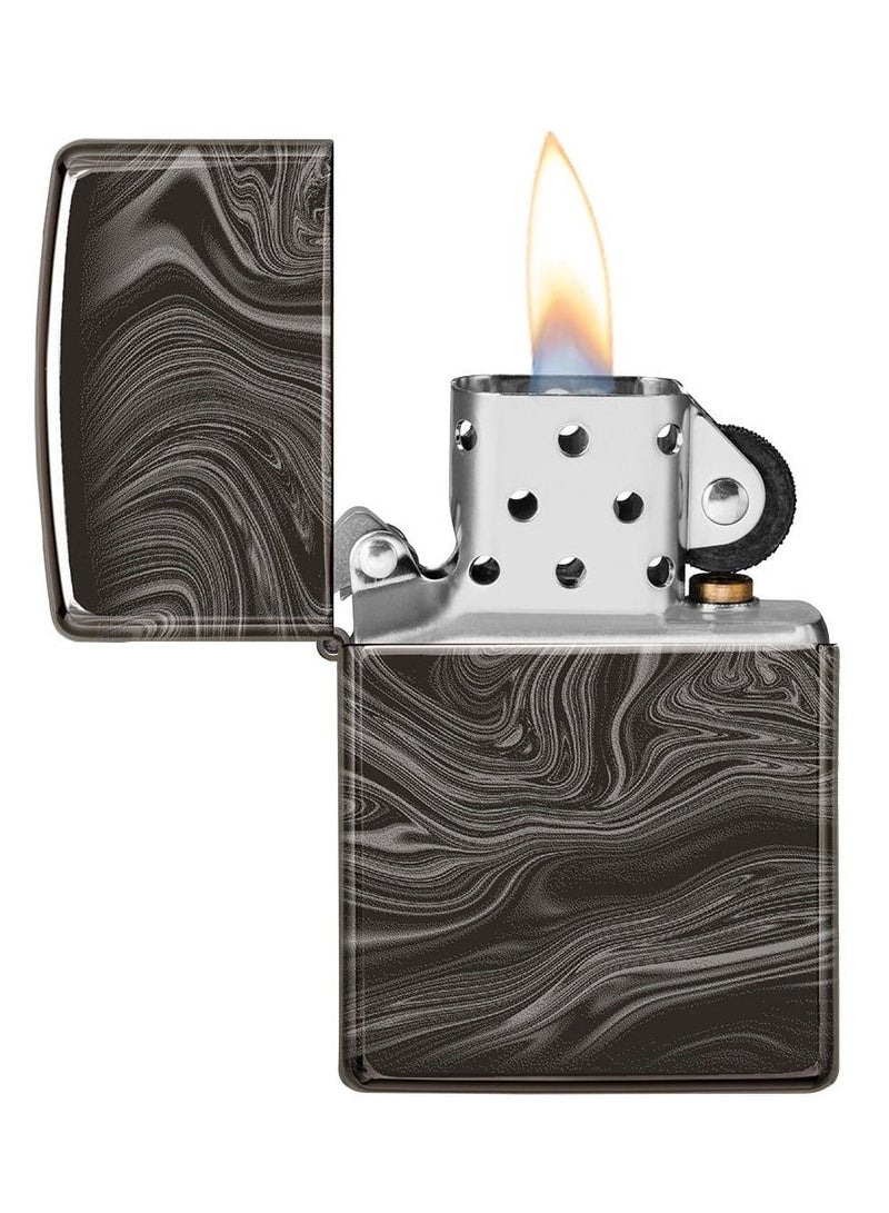 Zippo 49812 24756 ولاعة مقاومة للرياح بتصميم نمط الرخام عالي اللمعان باللون الأسود - Image 4