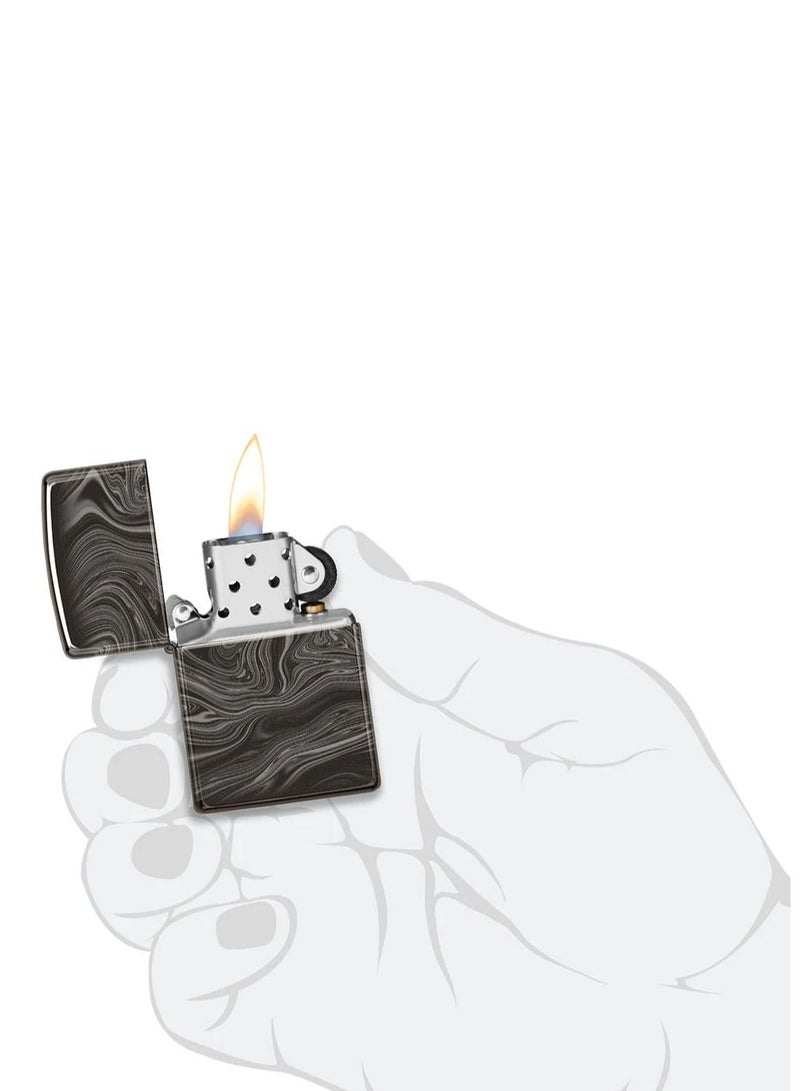 Zippo 49812 24756 ولاعة مقاومة للرياح بتصميم نمط الرخام عالي اللمعان باللون الأسود - Image 5
