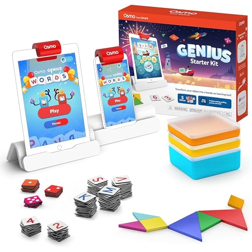 Osmo  Genius Starter Kit for iPad  5 Educational Learning Games  Ages 610  Math Spelling Creativity  More  STEM Toy Gifts for Kids Boy  Girl  Ages 6 7 8 9 10 Base Included 5 Games iPad - Image 1
