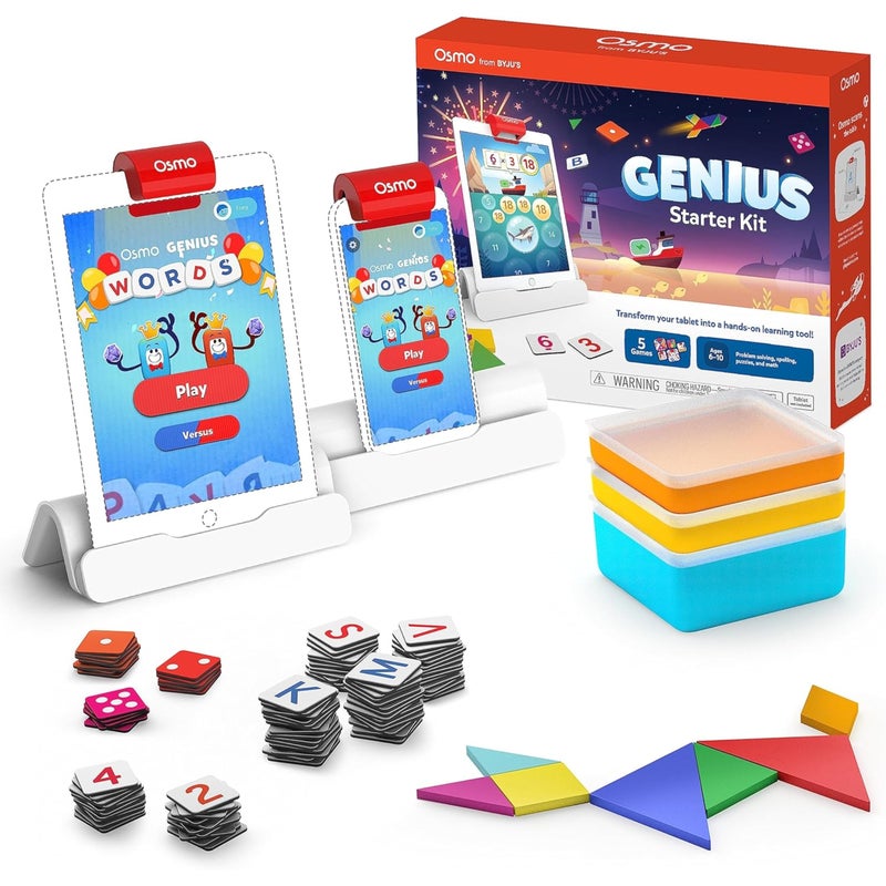 Osmo  Genius Starter Kit for iPad  5 Educational Learning Games  Ages 610  Math Spelling Creativity  More  STEM Toy Gifts for Kids Boy  Girl  Ages 6 7 8 9 10 Base Included 5 Games iPad - Image 2