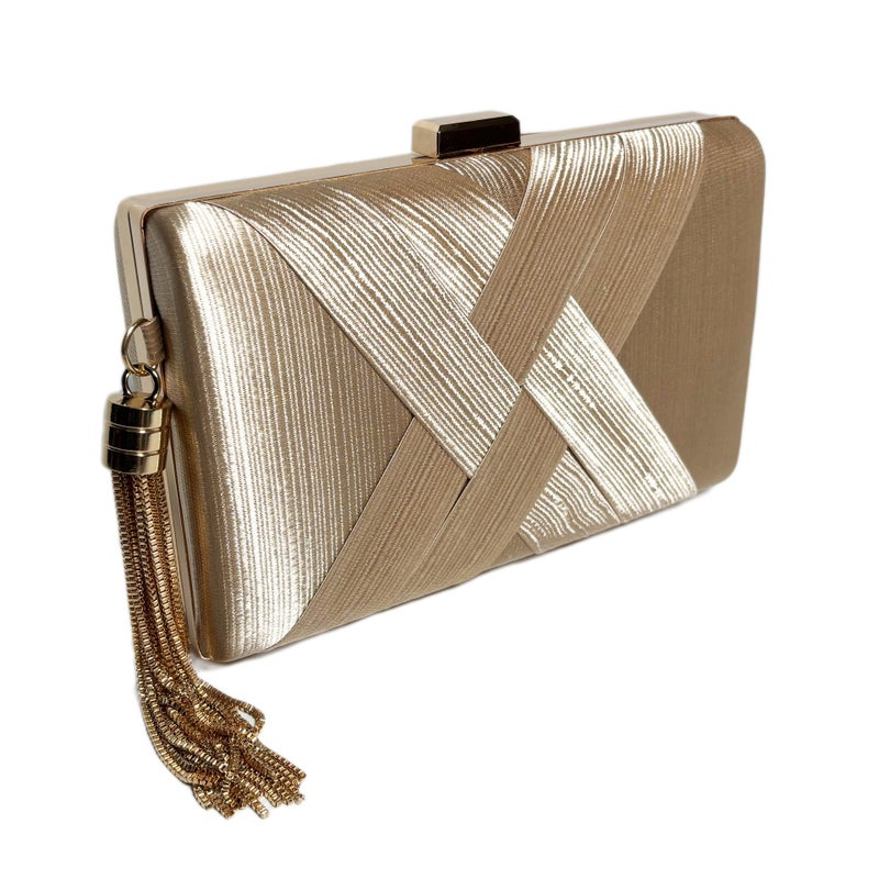 Silky Satin Cloth Woven Tassel Dinner Hand-Held Women'S Bag Chain Banquet Hand-Held Shoulder Women'S Bag - Image 1