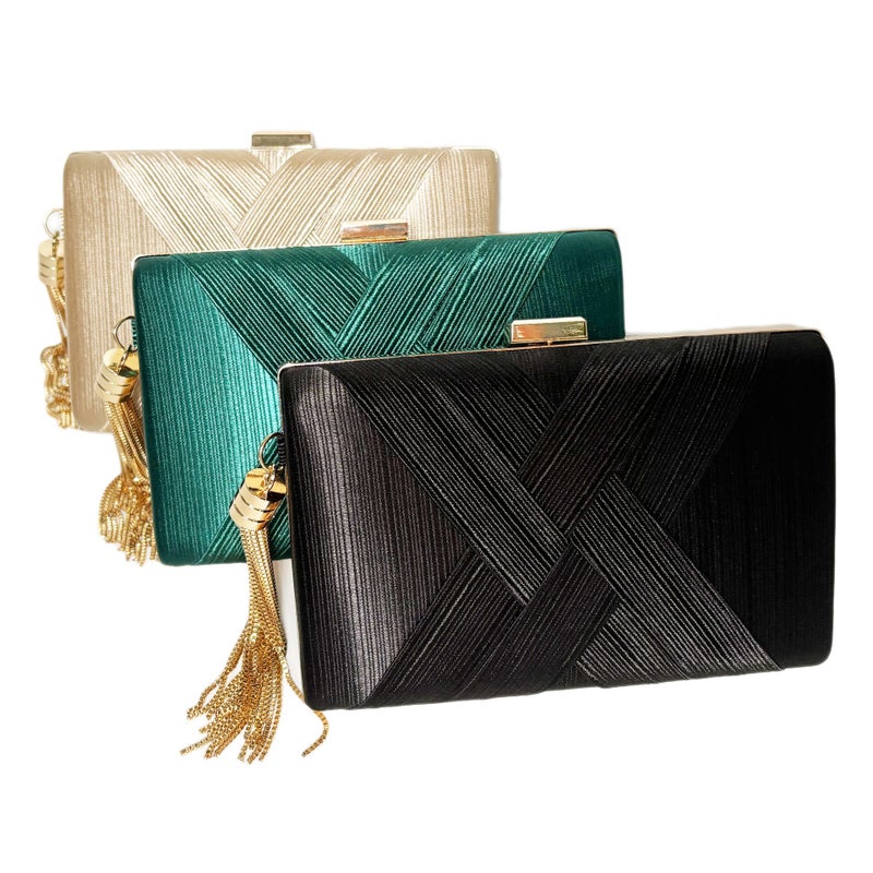 Silky Satin Cloth Woven Tassel Dinner Hand-Held Women'S Bag Chain Banquet Hand-Held Shoulder Women'S Bag - Image 2