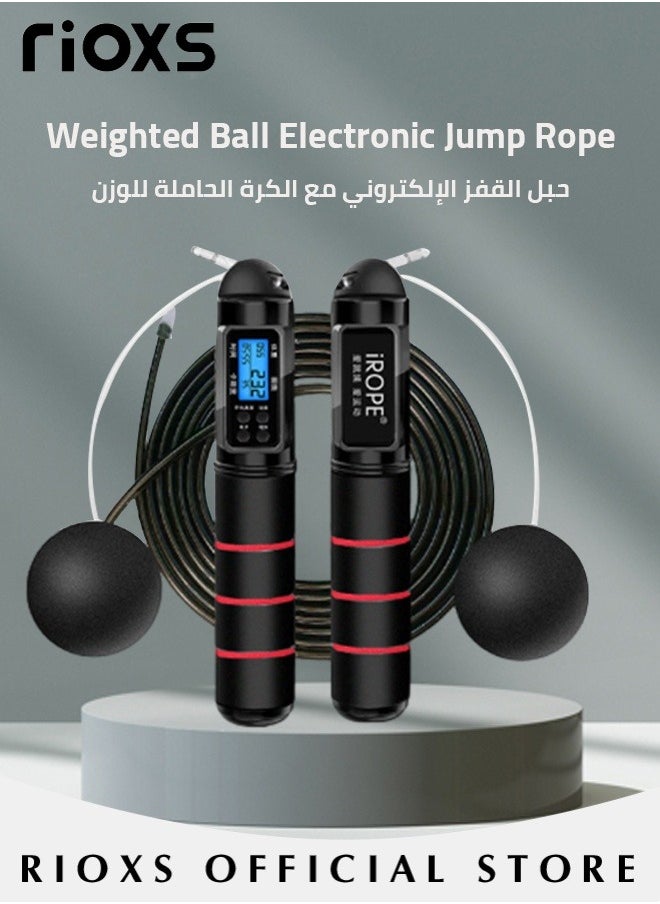 RIOXS Jump Rope with Counter For Men Women Kids Adjustable Fitness Exercise Jumping Ropes With Foam Antiskid Handles with Exercise Gym Gloves  - Image 2