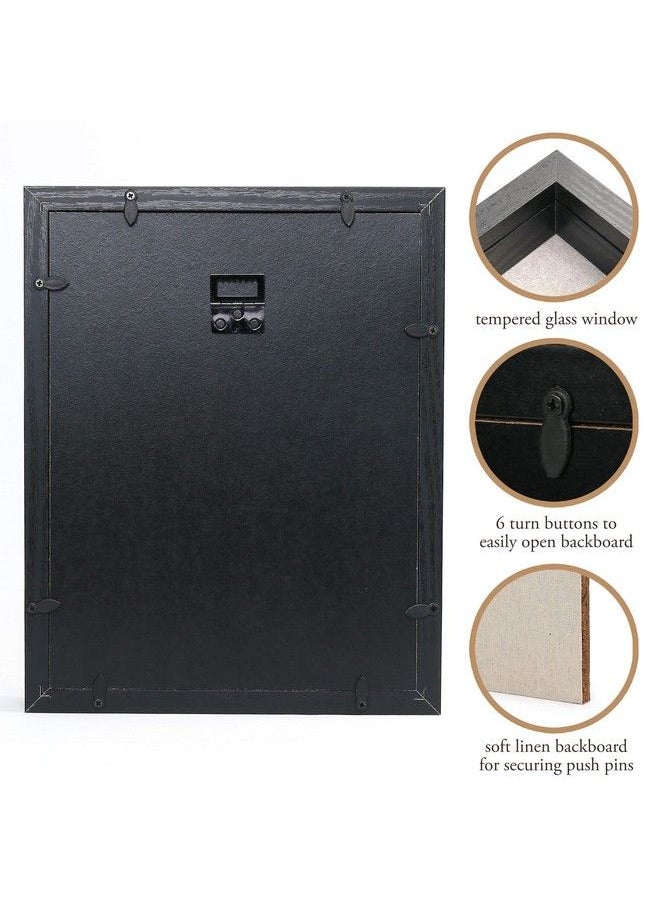 LotFancy - Black Shadow Box 11X14 Display Case Wooden Picture Frame For Desk Soft Linen Backboard And Shatter Resistant Glass For Bouquet Photos Great - Image 1