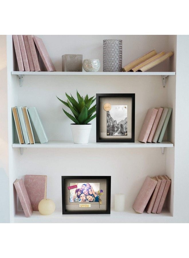 LotFancy - Black Shadow Box 11X14 Display Case Wooden Picture Frame For Desk Soft Linen Backboard And Shatter Resistant Glass For Bouquet Photos Great - Image 1
