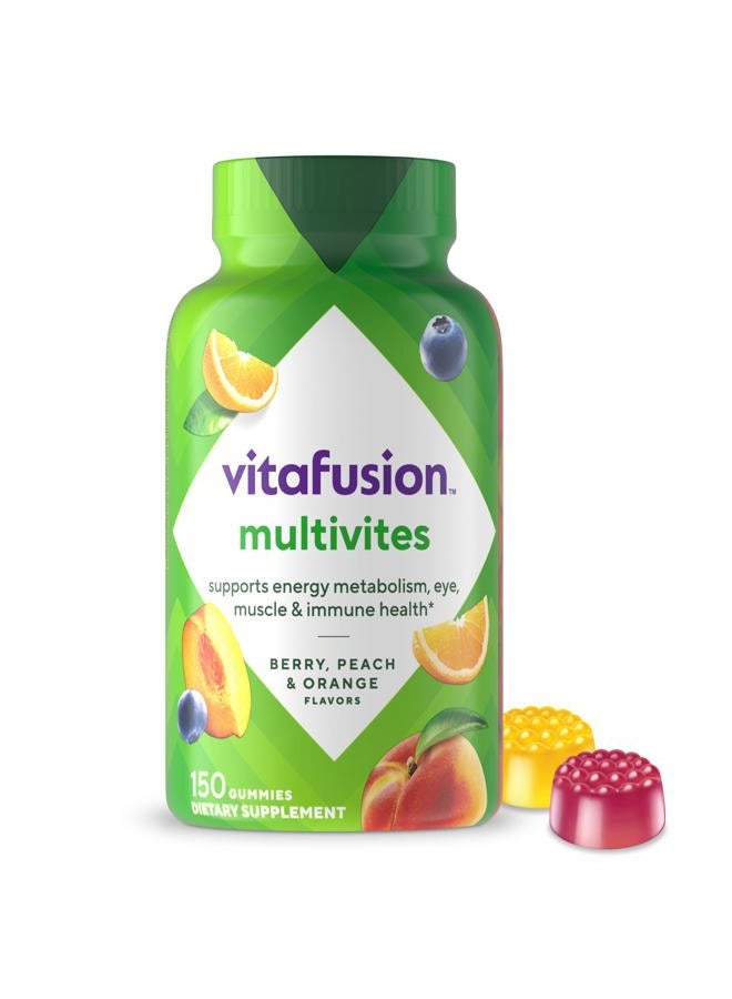 Vitafusion MultiVites Gummy Multivitamins for Adults with 12 Vitamins and Minerals, Berry, Peach and Orange Flavored, America's Number 1 Gummy Vitamin Brand, 75 Day Supply, 150 Count - Image 1