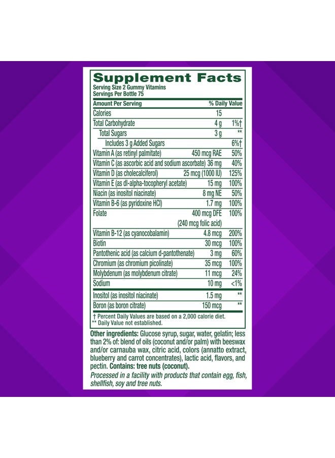 Vitafusion MultiVites Gummy Multivitamins for Adults with 12 Vitamins and Minerals, Berry, Peach and Orange Flavored, America's Number 1 Gummy Vitamin Brand, 75 Day Supply, 150 Count - Image 4