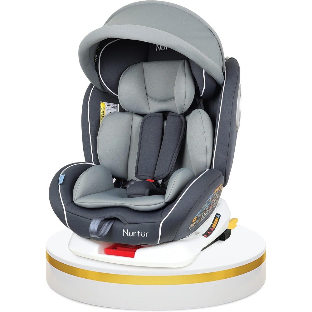 Ultra Baby 4-in-1 Car Seat 360 Rotation ISOFIX Compatible 9-Level Adjustable Headrest and Canopy For Newborn to 12 Years Group 0+/1/2/3 Up to 36 kg Home Travel Use