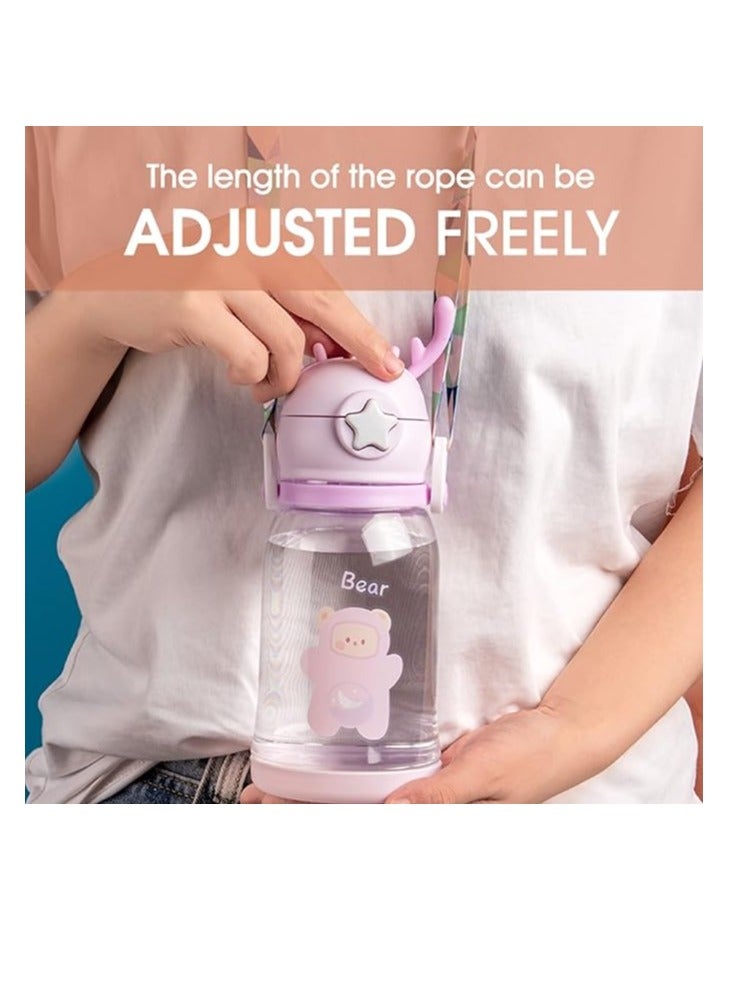 Kids Portable Straw Cup Student Water Cup Cartoon Water Cup Children'S Large Capacity Antler Straw Cup For School, Shopping, Sports, Travel Water Bottle - Image 2