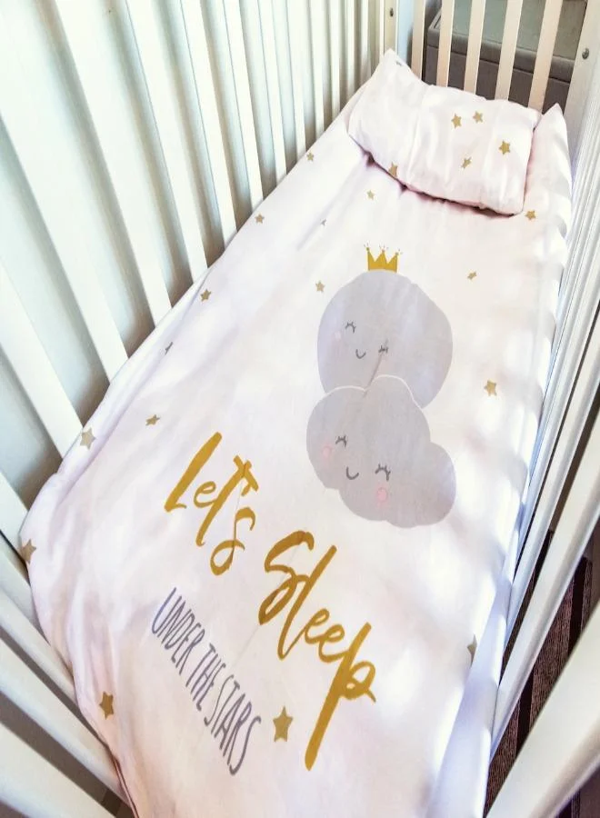 Elli Junior 100% Organic Double Sided Duvet Cover Set Lets Sleep/Stars (Toddler/Cribsizebed)