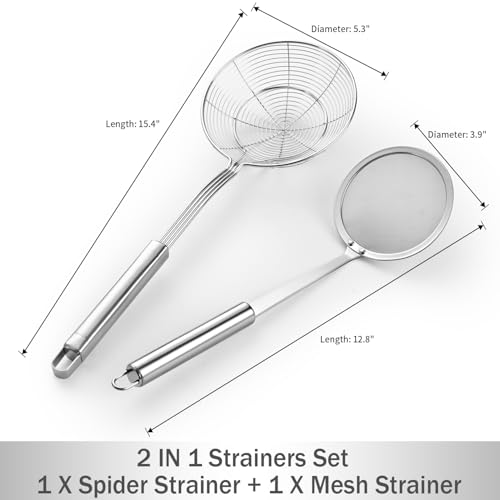 Dehov 53 Inch Spider Strainer With Mesh Fatsoff Soup ScoopSlotted Spoon For CookingFat Skimmer Spoon For Kitchen Fryer Basket - Image 3