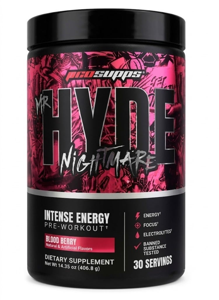 ProSupps Hyde Nightmare Pre-Workout Blood Berry 30 Servings - High-Stimulant Pre-Workout Powder for Energy, Focus, Endurance and Training Performance - Image 1