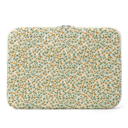 BBIQI Puffy Laptop Sleeve 13-15.6 Inch Cute Quilted Laptop Protective Case Padded Floral Computer Sleeve for MacBook (B-Yellow, 13 Inch) - Image 1