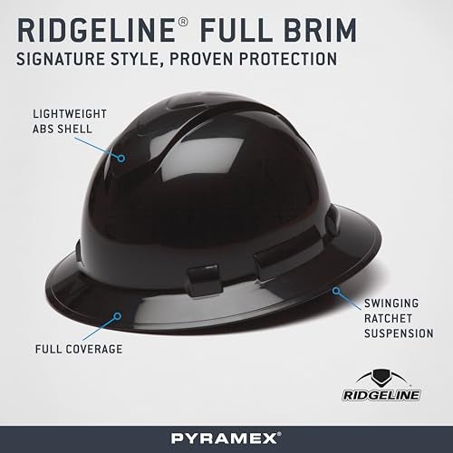 Ridgeline Pyramex Ridgeline Full Brim Hard Hat 4 Point Ratchet Black - Image 2