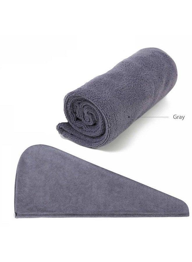 Surat Dream Set Of 2 Hair Towel Wrap For Women, Quick Dry Towel For Hair With Button, Anti Frizz Super Absorbent Soft Hair Drying Turban Cotton (Grey, Free Size) - Image 3