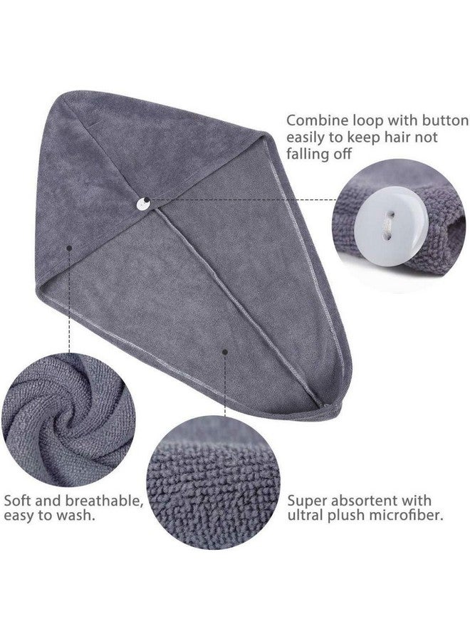 Surat Dream Set Of 2 Hair Towel Wrap For Women, Quick Dry Towel For Hair With Button, Anti Frizz Super Absorbent Soft Hair Drying Turban Cotton (Grey, Free Size) - Image 2