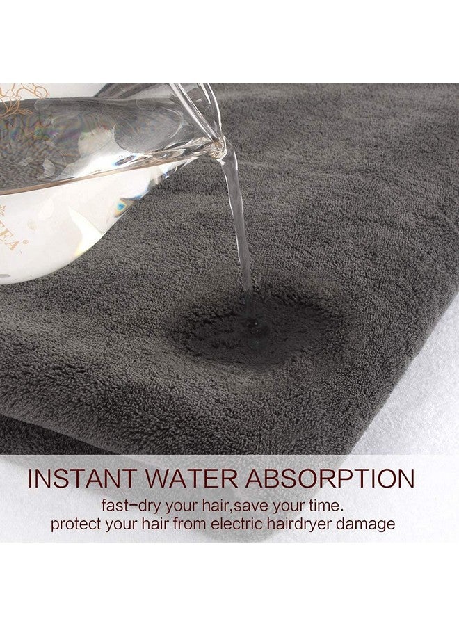 Surat Dream Set Of 2 Hair Towel Wrap For Women, Quick Dry Towel For Hair With Button, Anti Frizz Super Absorbent Soft Hair Drying Turban Cotton (Grey, Free Size) - Image 5