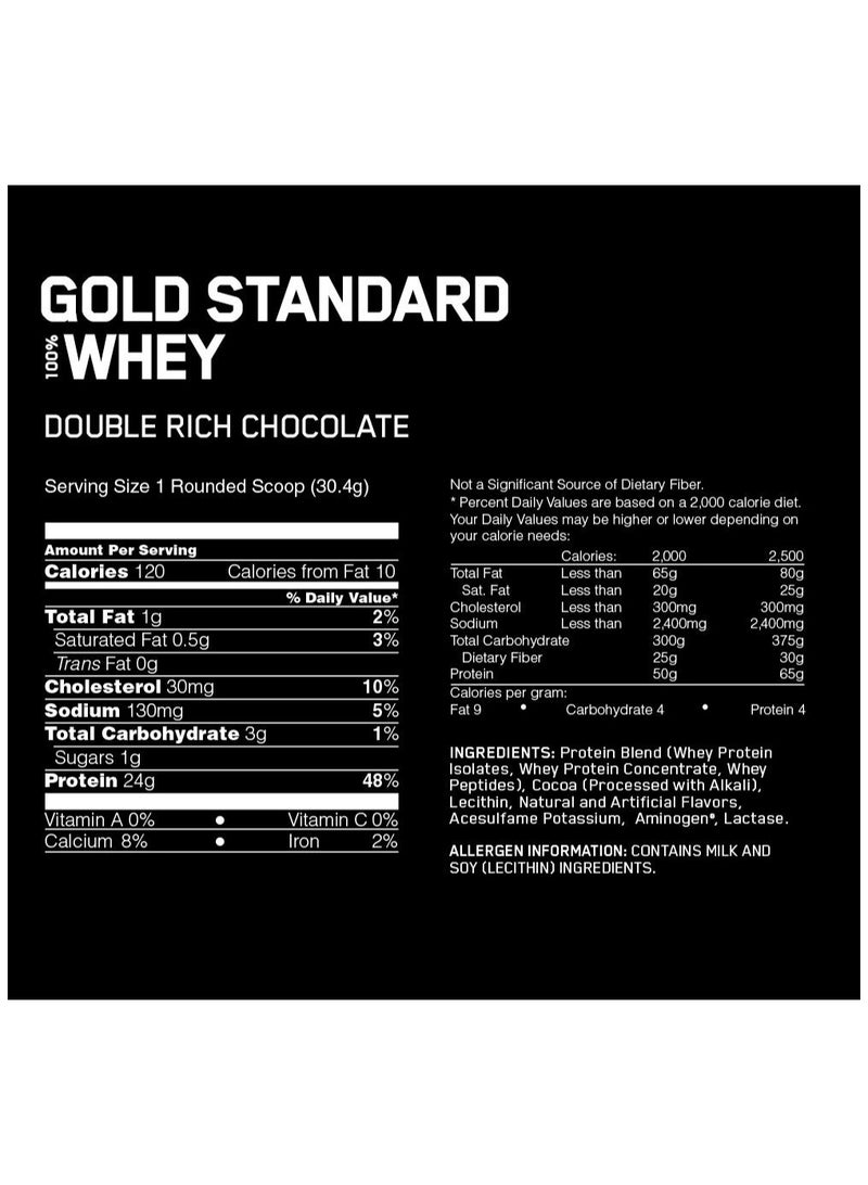 Optimum Nutrition Gold Standard 100 Percent Whey Protein Powder, Muscle Recovery, Double Rich Chocolate, 5 lbs - Image 2